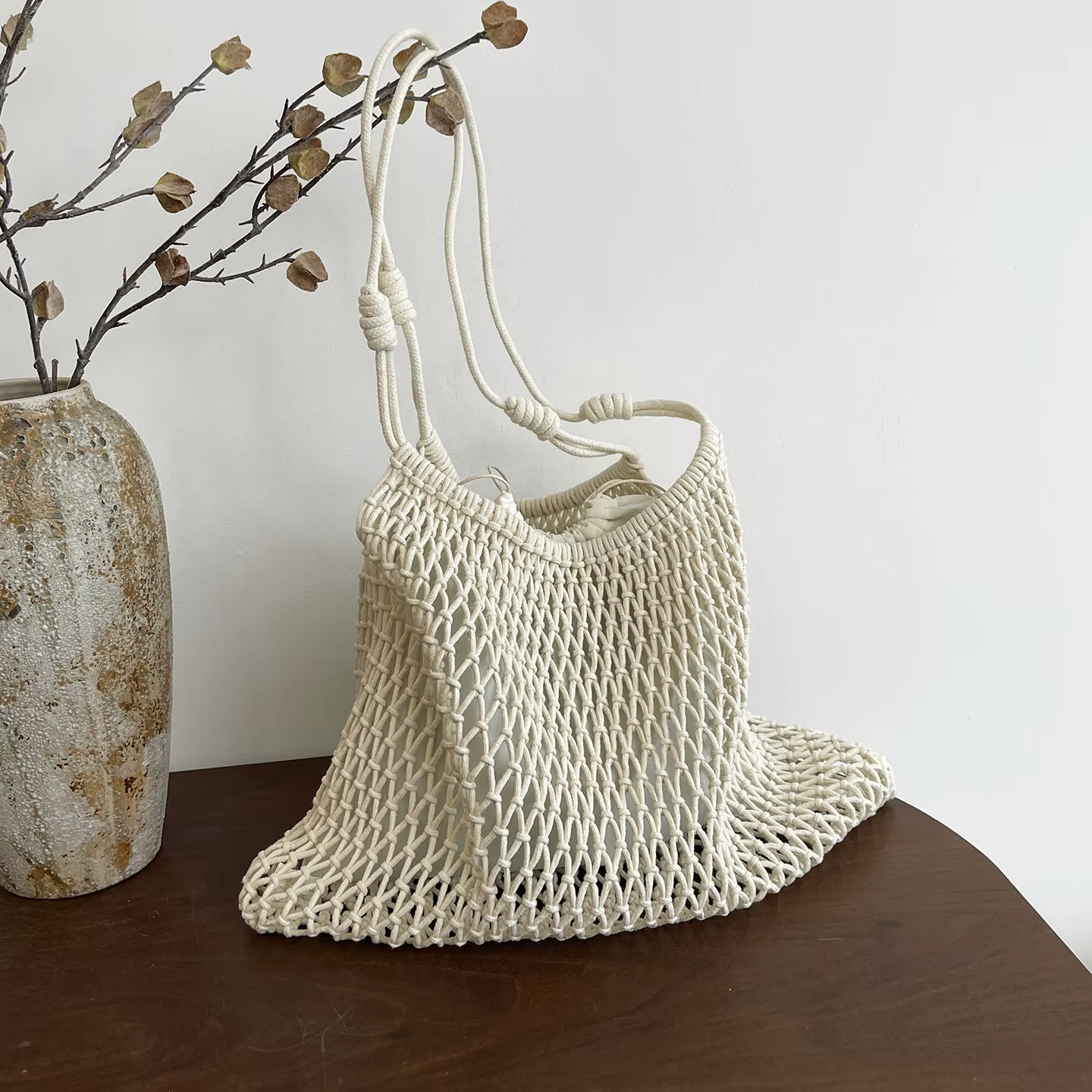 Sac à bandoulière de plage en paille tressée ajourée grande capacité pour femme, nouvelle collection