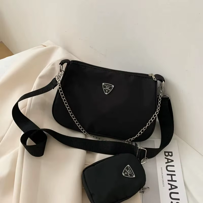 Sac à bandoulière en nylon portable pour femme, sac sous les bras décontracté, sac à bandoulière pou