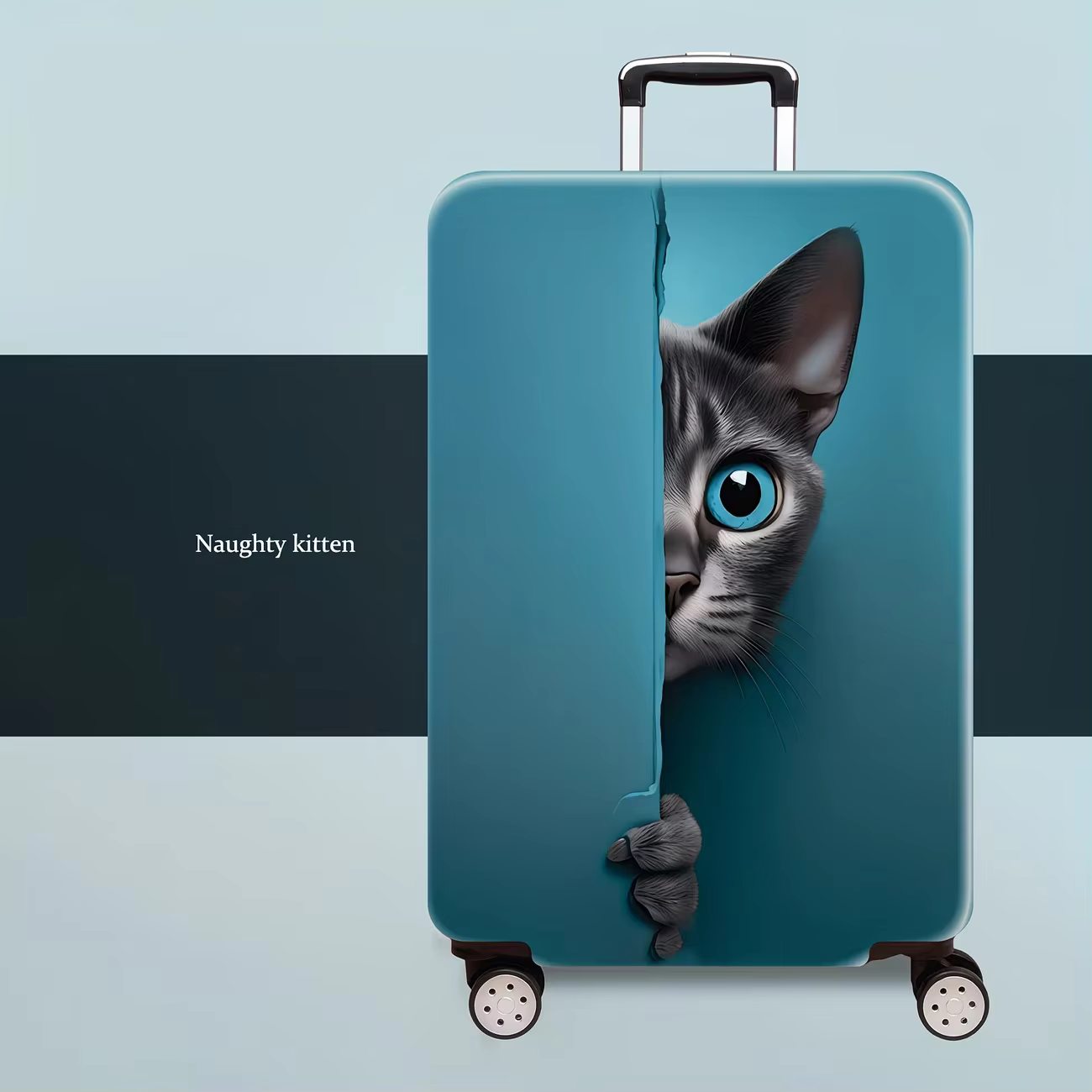 Housse de bagage Naughty Kitten, protection de valise anti-rayures et anti-poussière, très extensibl
