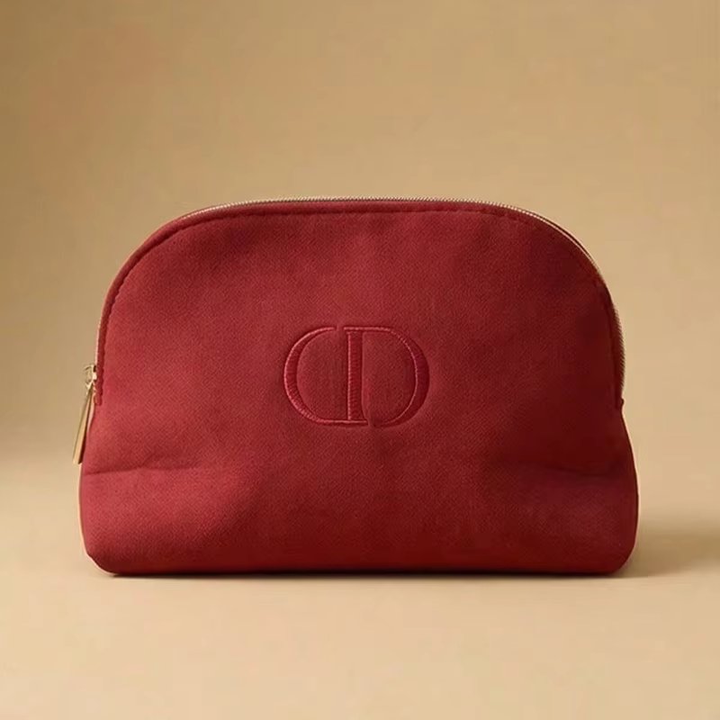 Sac de rangement pour maquillage rose haut de gamme avec fermeture éclair de Dior, pochette de range