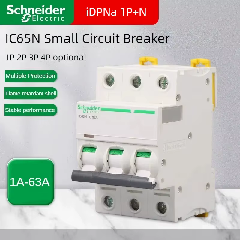 Disjoncteur miniature Schneider IC65N C IDPNA, interrupteur différentiel 1P+N 1P 2P 3P 4P, usage dom
