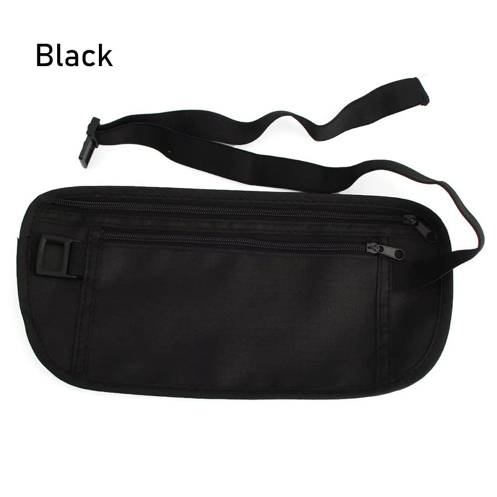 Sac banane discret en tissu, pochette de voyage antivol, ceinture porte-monnaie, portefeuille, sac d