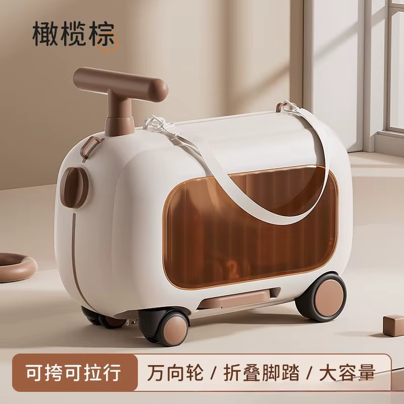Valise à roulettes portable 2-en-1 pour enfants, bagage cabine léger approuvé pour le transport en a