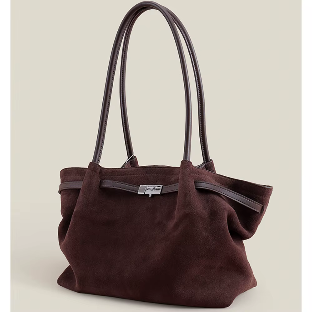 Sac à main en daim dépoli pour femme, grand fourre-tout à assembler, peau de vache, sac à main de lo