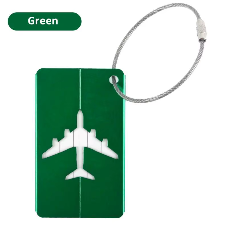 Étiquette de bagage en alliage d'aluminium pour avion, anti-perte, avec porte-carte d'identité, coul
