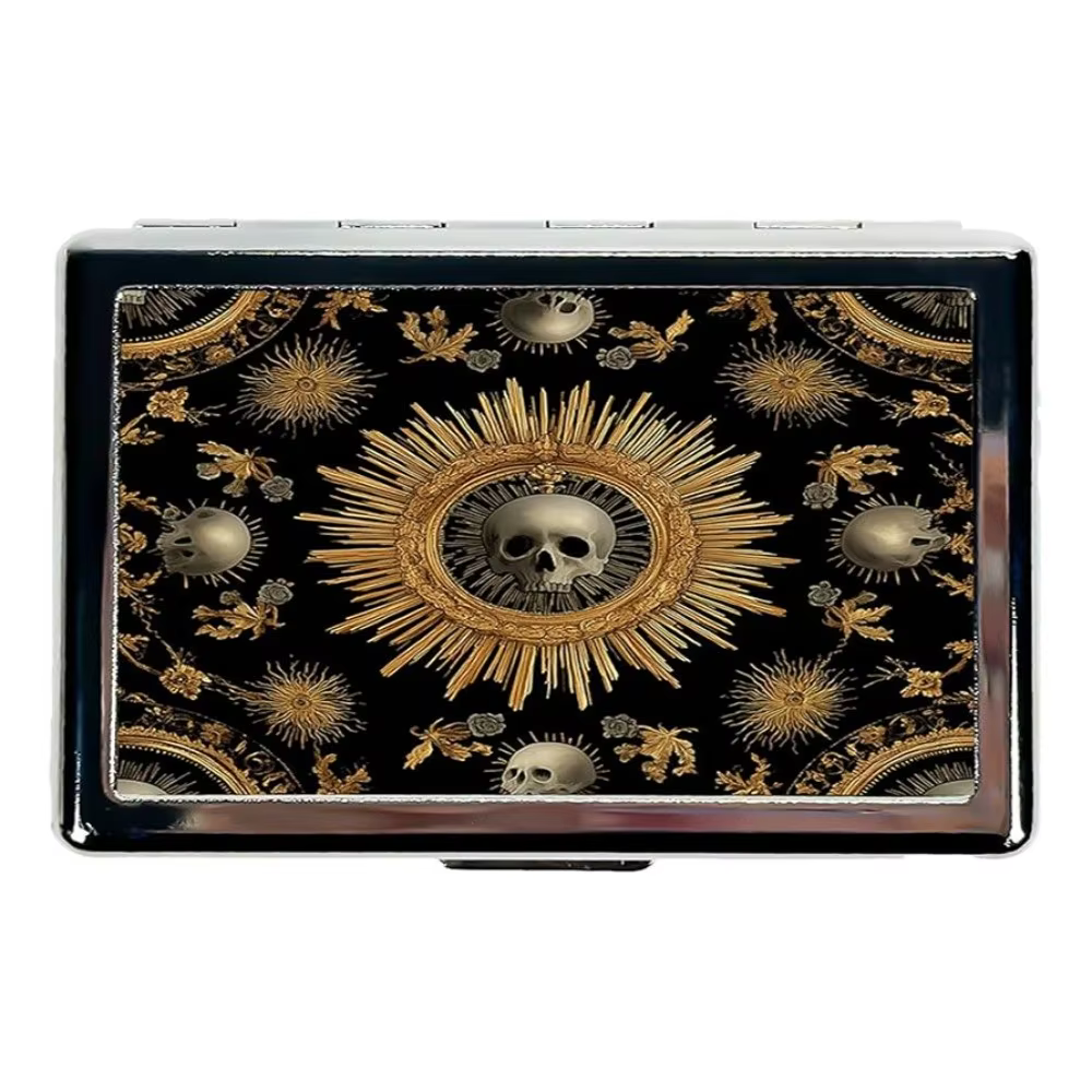 Porte-cartes vintage au design polyvalent en métal, étui à monnaie multifonctionnel à fermeture faci