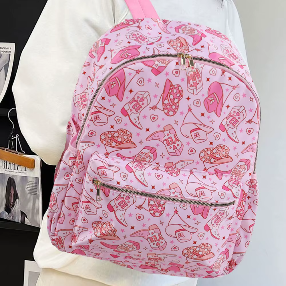 Sac à dos en Nylon rose West Cowboy pour filles, sac de livre de grande capacité pour étudiants, sac