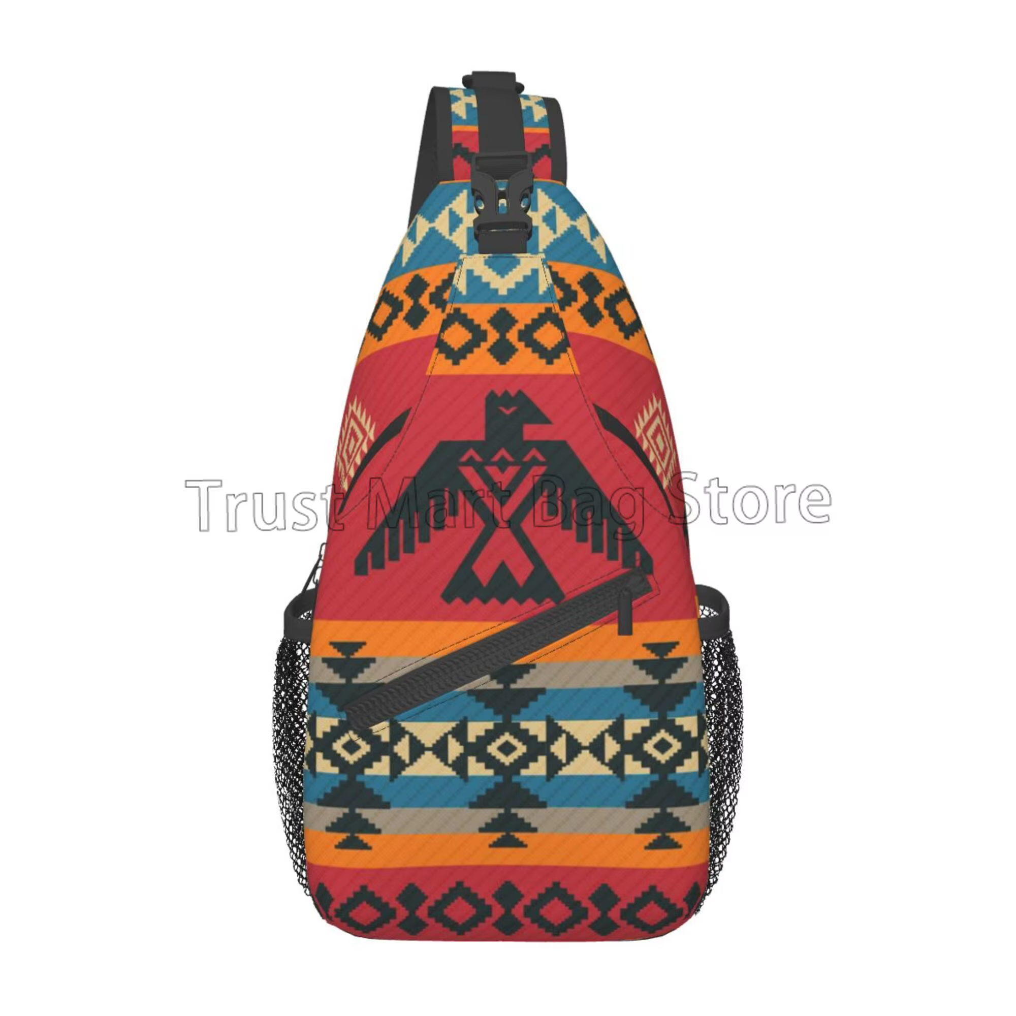 Sac à bandoulière unisexe, sac à dos décontracté, bohème, aztèque, navajo, ethnique, tribal, poitrin