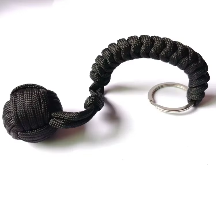 Corde de parapluie d'auto-défense extérieure, boule en acier de poing de singe, porte-clés de survie