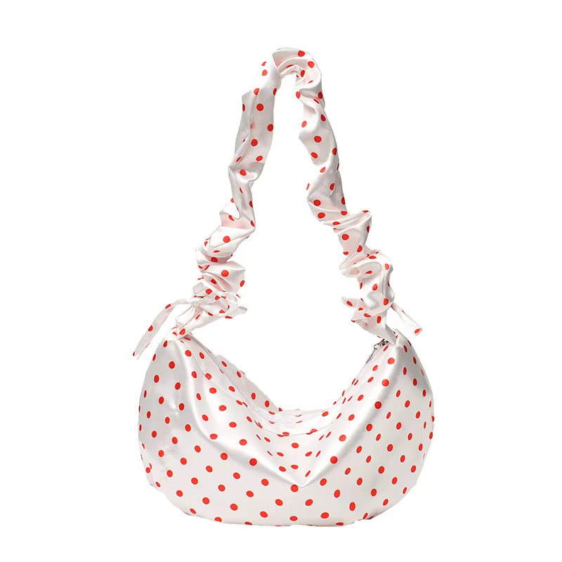 Nouveau Sac à Pois 2026 pour Femme, Sac à Bandoulière Élégant Plissé Grande Capacité en Forme de Cro