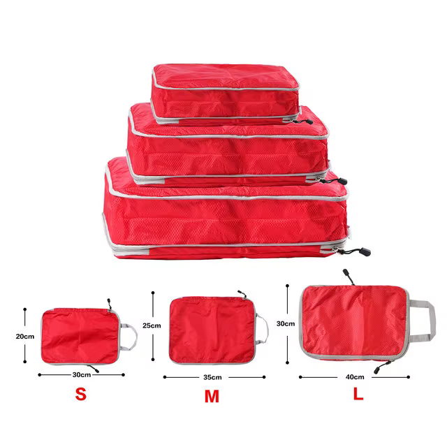 Cubes d'emballage pliables et compressibles, sac de rangement de voyage étanche, valise en Nylon, Po