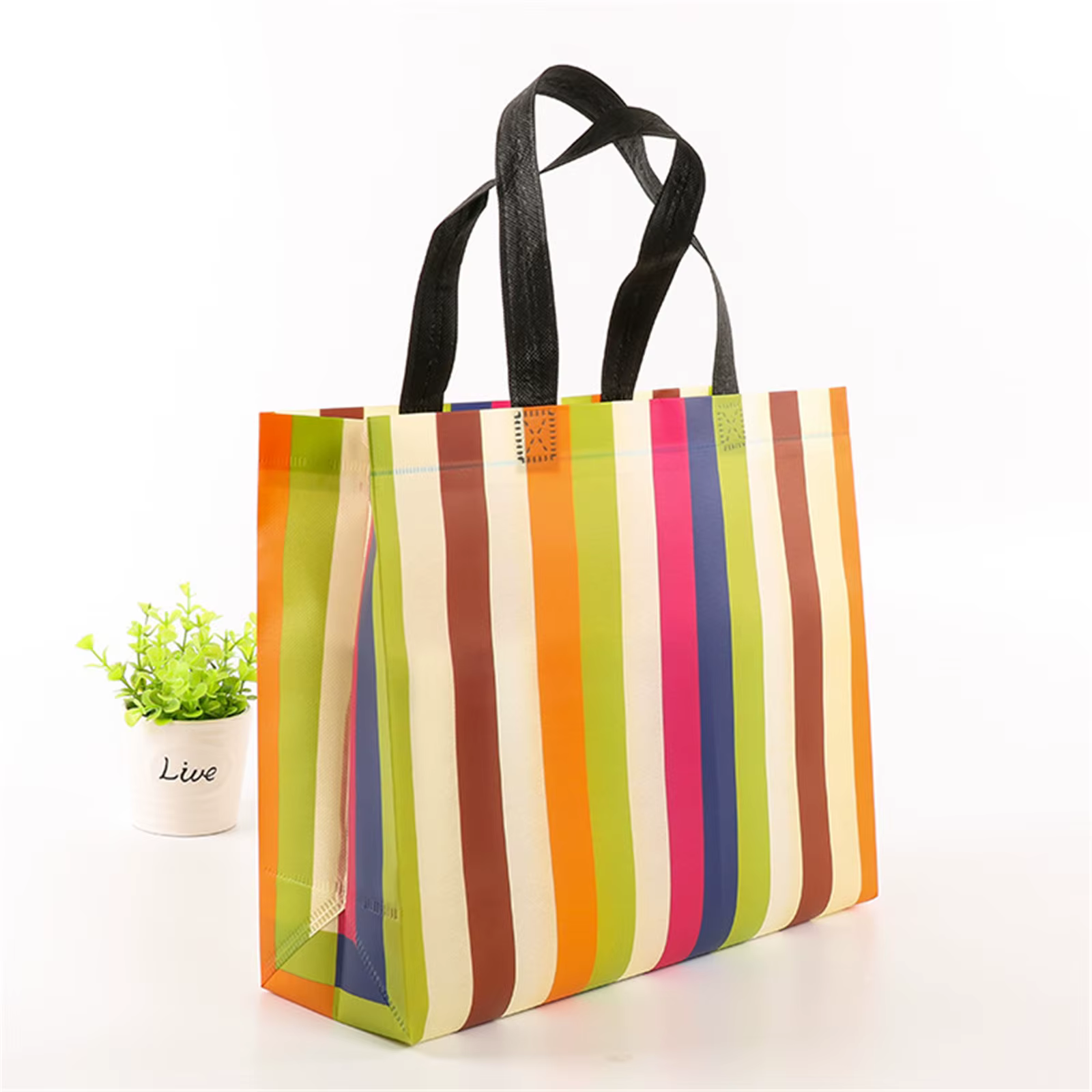 Grand sac à provisions non tissé pliable pour femme, fourre-tout en toile réutilisable, sacs à soupe