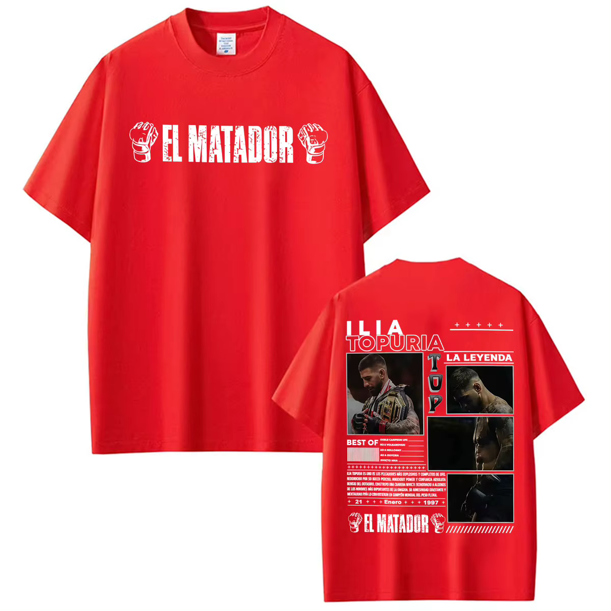 El Matador Ilia Topuria La Leyenda T-shirt graphique pour hommes et femmes, T-shirts esthétiques à l