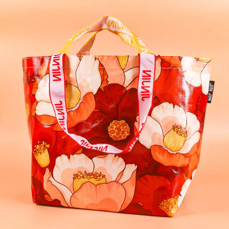 Sac de courses réutilisable imperméable à motif floral et papillon, sac fourre-tout pliable en tissu