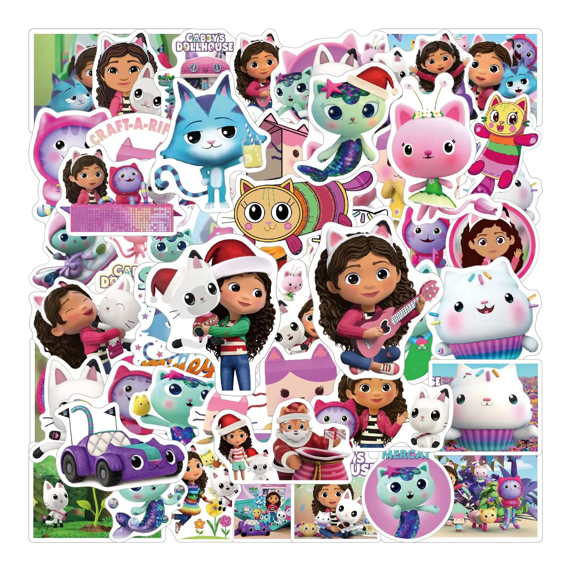 Autocollants de décoration de maison de poupée Gabby, 10 pièces/30 pièces/50 pièces, dessin animé, f