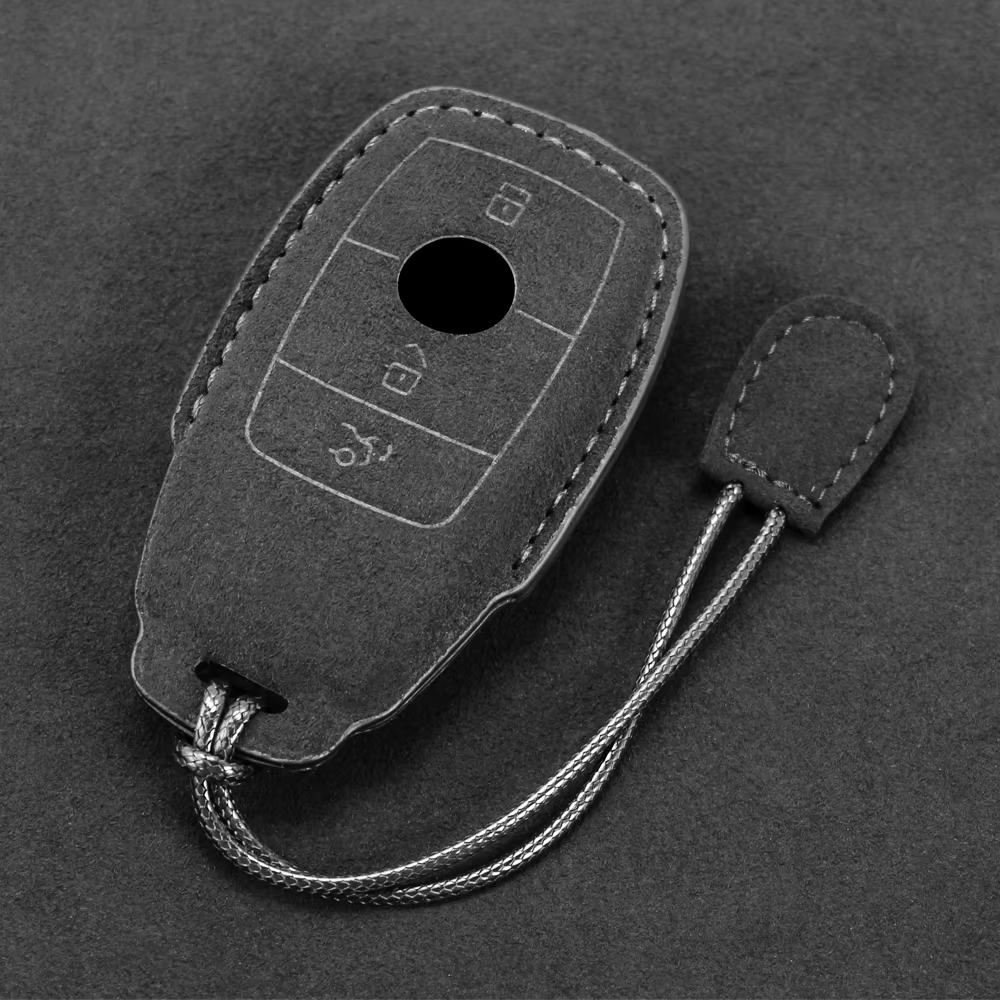 Étui à clés de voiture en cuir suédé pour Mercedes Benz, coque porte-clés à distance, classe E W213,