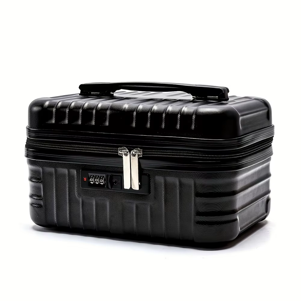 Valise de toilette portable avec serrure à code, poignée intégrée, grande capacité, pour voyages cou