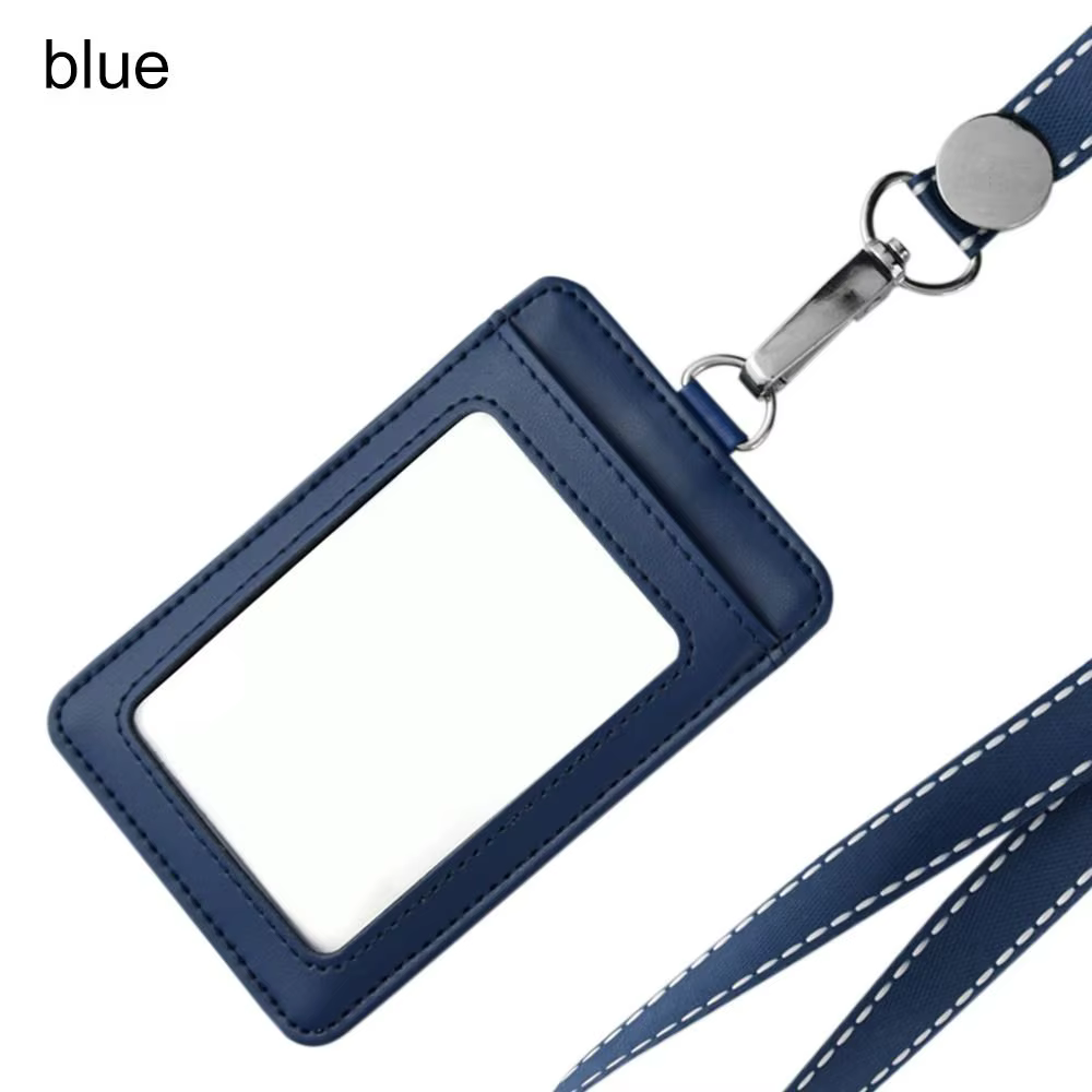 Porte-badge en cuir véritable avec lanière, sac à cartes de style mousqueton, porte-clés JOID, étiqu