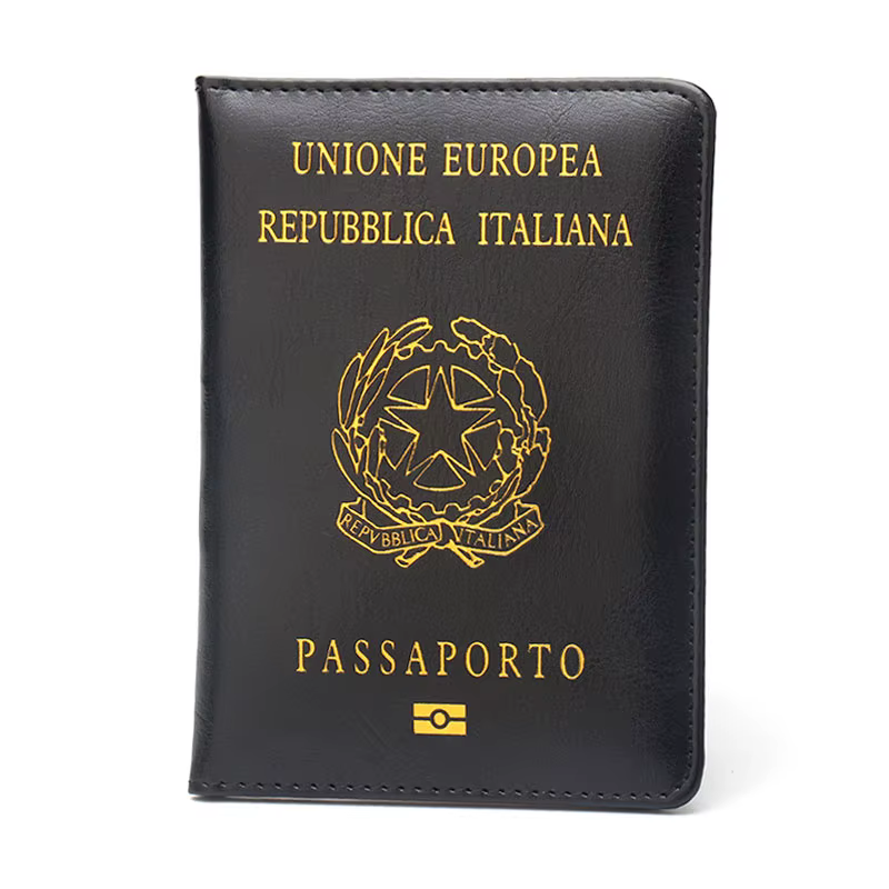 Housse de passeport italienne de qualité supérieure pour femme, étui de voyage en cuir PU noir pour 