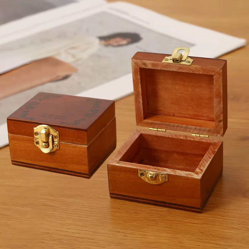 Valise miniature vintage en bois 1:12, boîte de rangement, modèle de meubles pour maison de poupée,