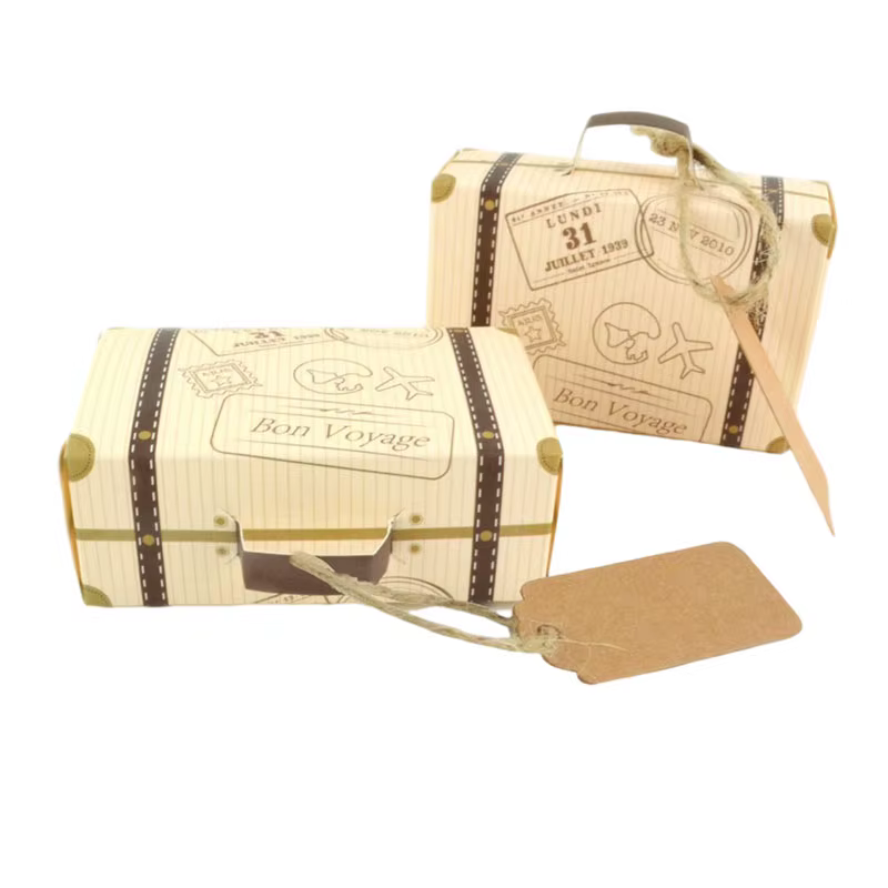 10/20/50pcs Mini valise de voyage boîte à bonbons papier Kraft chocolat faveur boîte-cadeau sac d'em