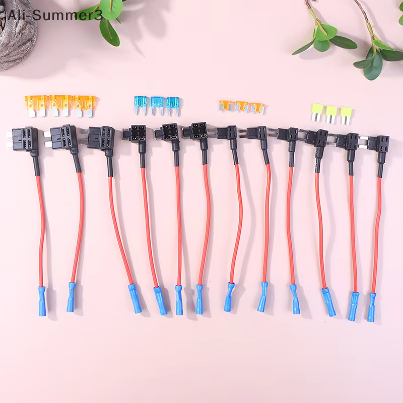 12 pièces 4 Types d'adaptateurs de Circuit supplémentaires 12V et jeu de fusibles-porte-fusible de v