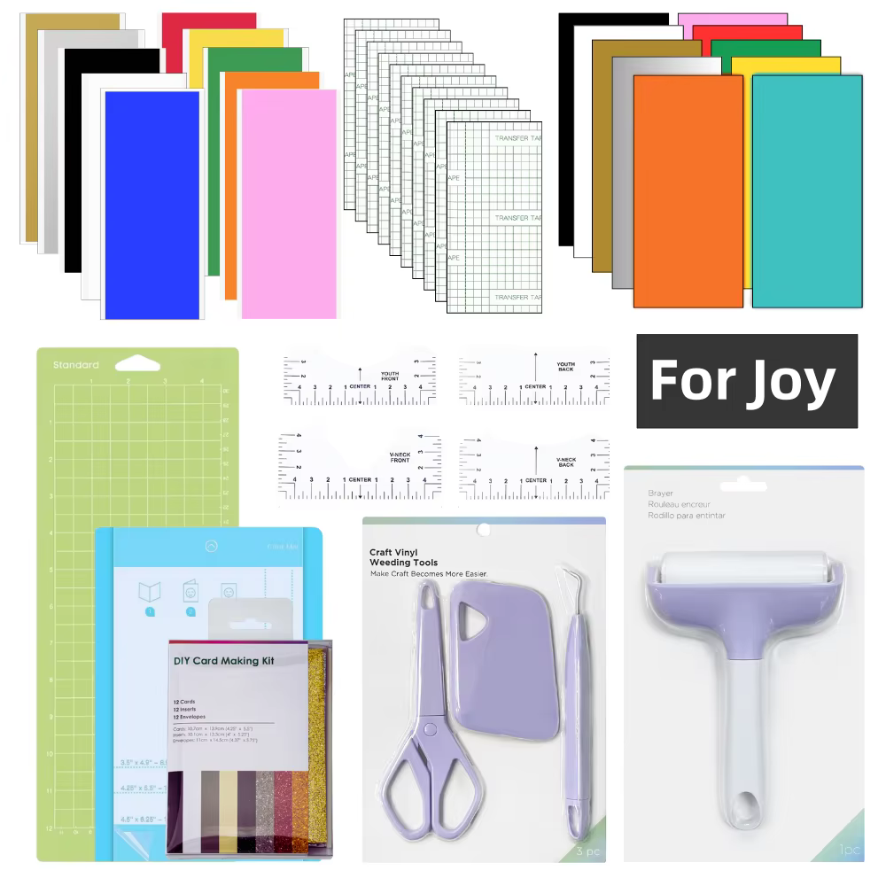 Ensemble d'accessoires pour Cricut Joy/Joy Xtra/Maker, avec vinyle adhésif, HTV, kit de cartes, outi