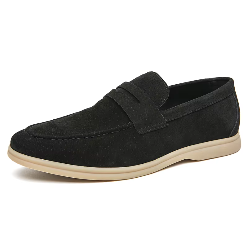 Mocassins classiques en cuir suédé pour hommes, chaussures à talons bas, l'offre elles souples, conf