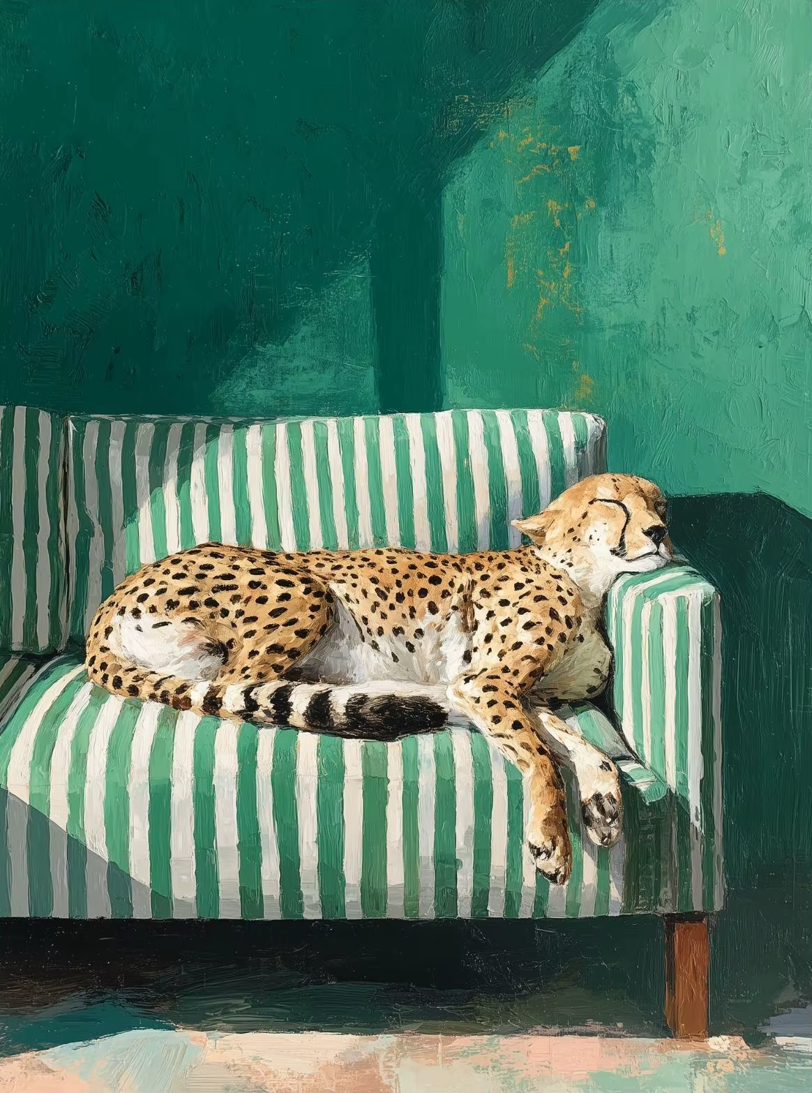 Affiche murale Léopard Somnolent, Décoration Minimaliste pour la Maison, Peinture sur Toile Imprimée