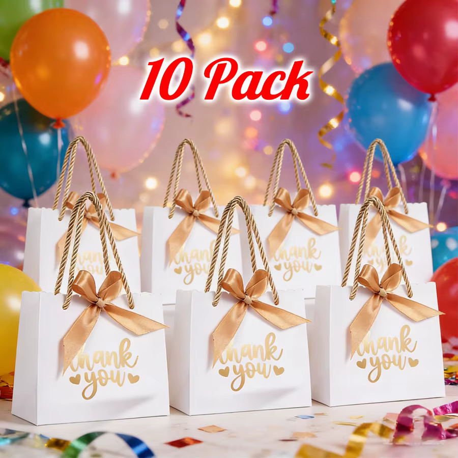 Paquet de 10 petits sacs cadeaux de remerciement avec poignées 5.5x2.48x4.75 pouces Mini sacs cadeau