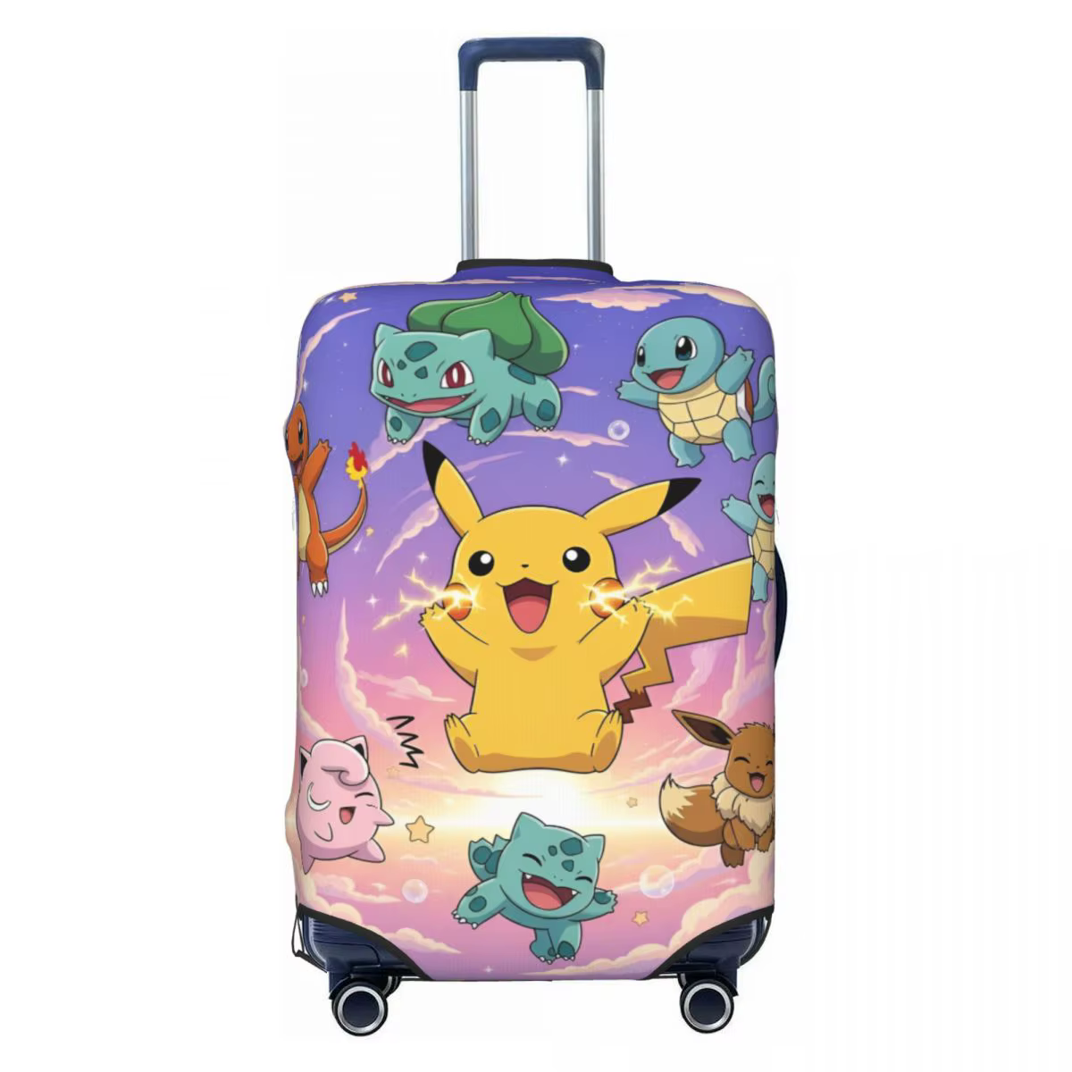 Housse de protection pour bagages Pokemoned P-Pikachus, motif Thunderbolt classique, anime, pour val