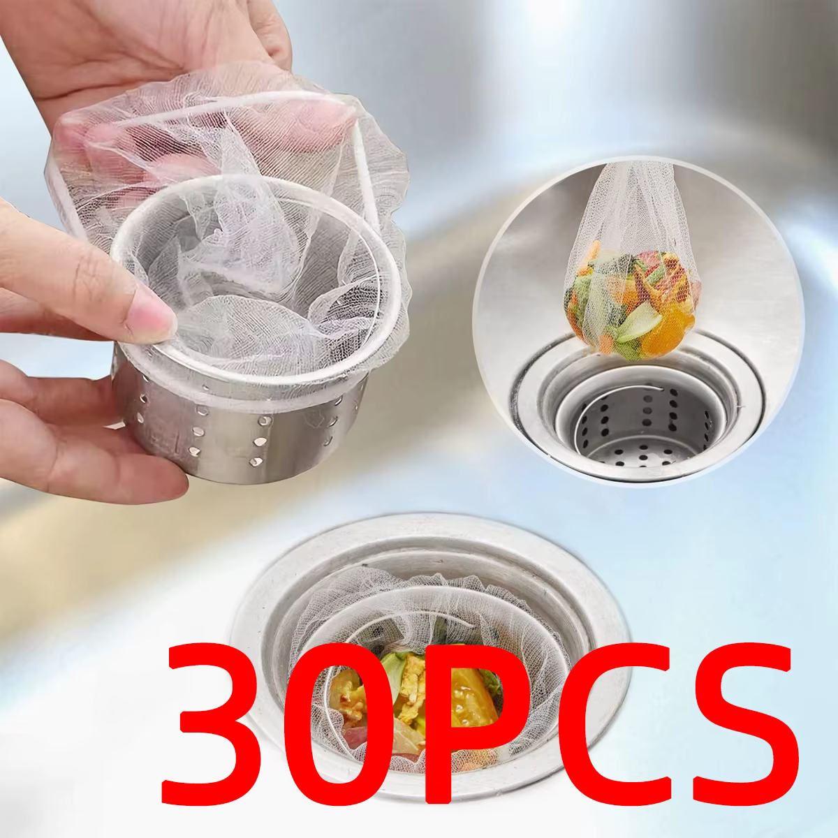 Sac filtrant pour résidus alimentaires de cuisine, compatible avec divers éviers, collecteur de déch