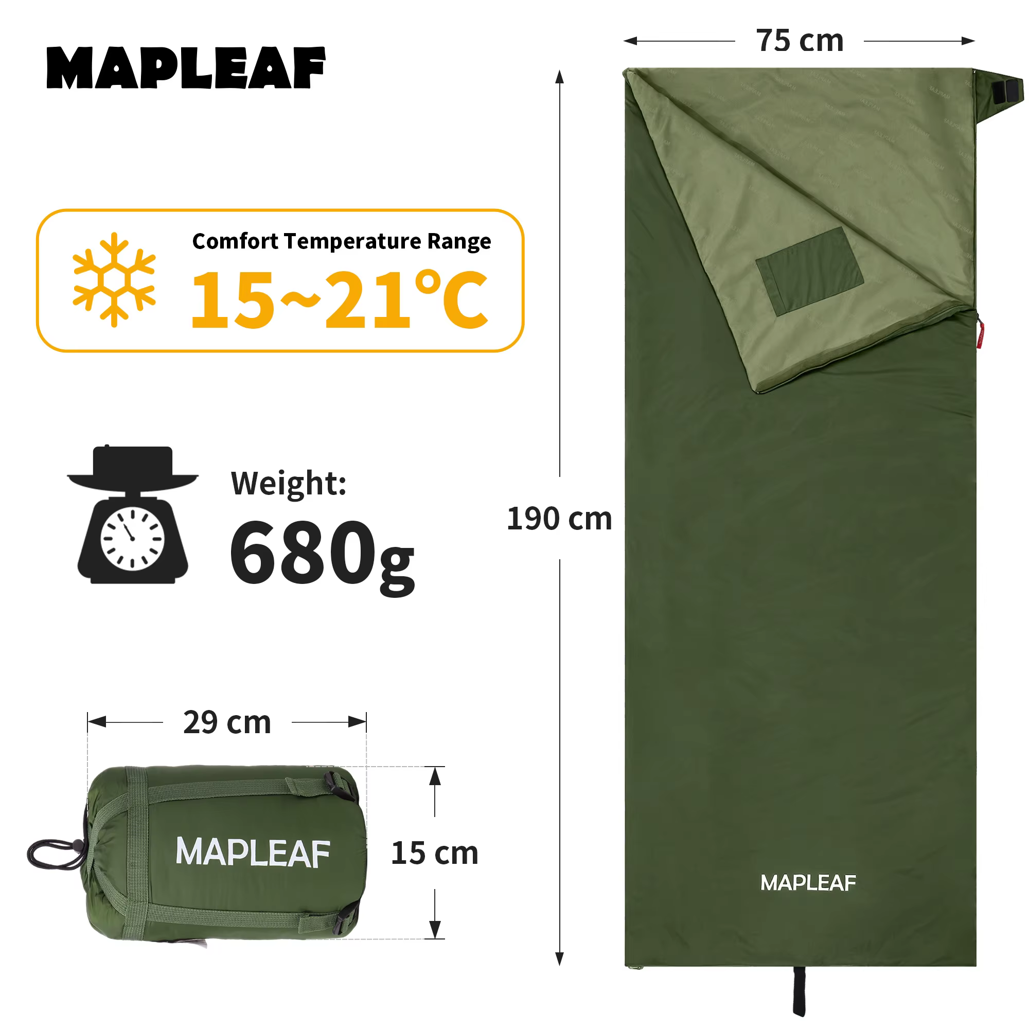 Sac de couchage compact MAPLEAF, pliable, imperméable, léger, sac de compression, camping, randonnée
