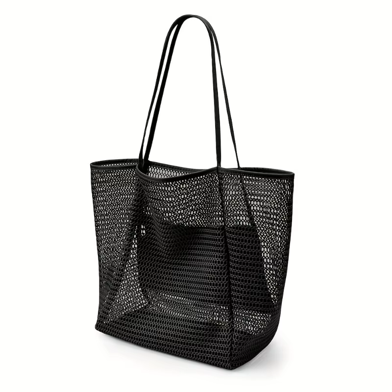 Grand sac de plage 2026 pour femme, sac à bandoulière double couche en maille pour voyage et shoppin