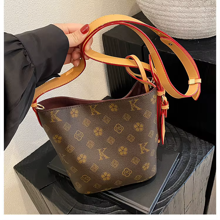 Sac seau vintage à imprimé floral pour femme, sac à bandoulière tendance urbaine, sac de banlieue en
