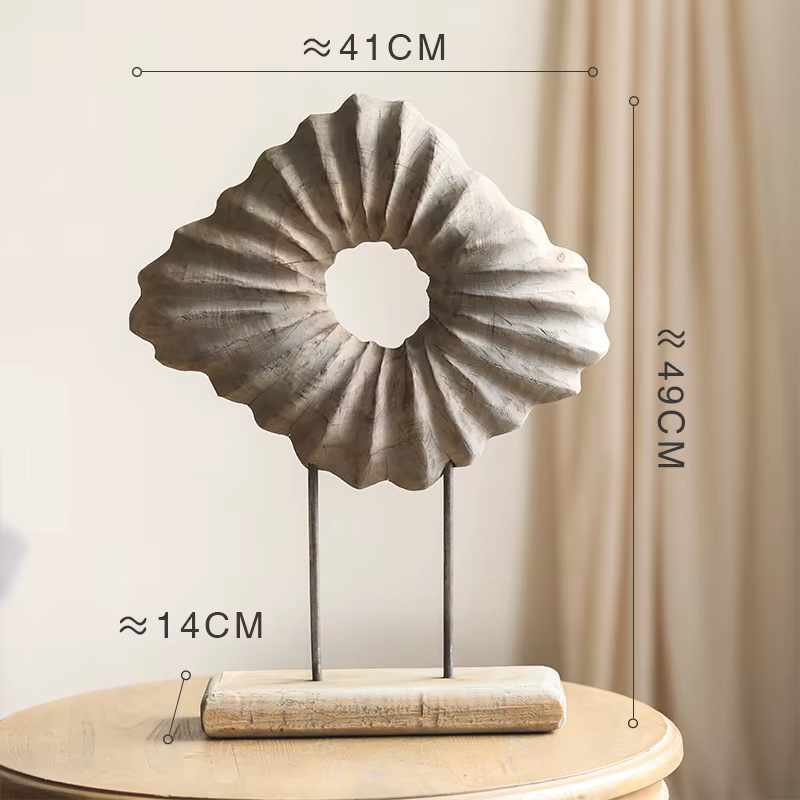 Sculpture en bois irrégulière Wabi-Sabi faite à la main, décoration d'entrée rustique en bois massif