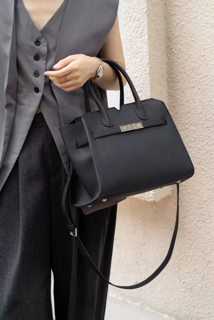 Grand sac à main en cuir de vachette pour femme, fourre-tout de bureau haut de gamme, manteau optiqu