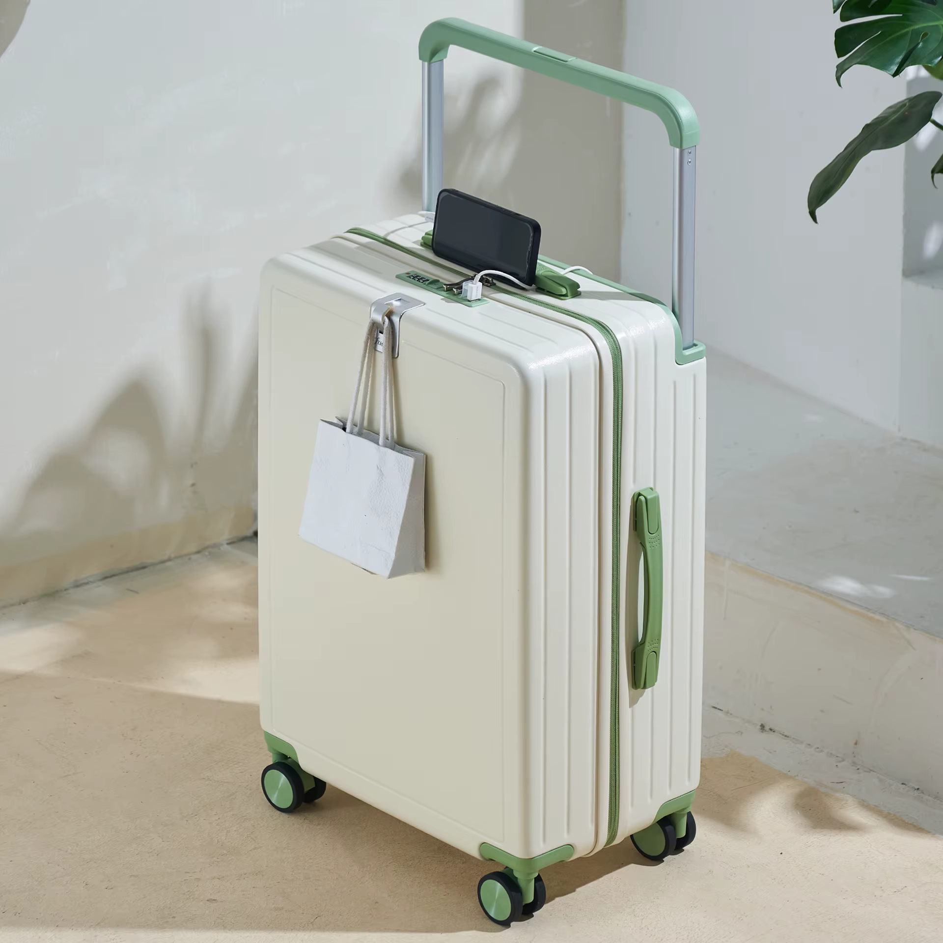 Valise à roulettes large 20 pouces légère pour bagage cabine, valise de voyage multifonctionnelle 24
