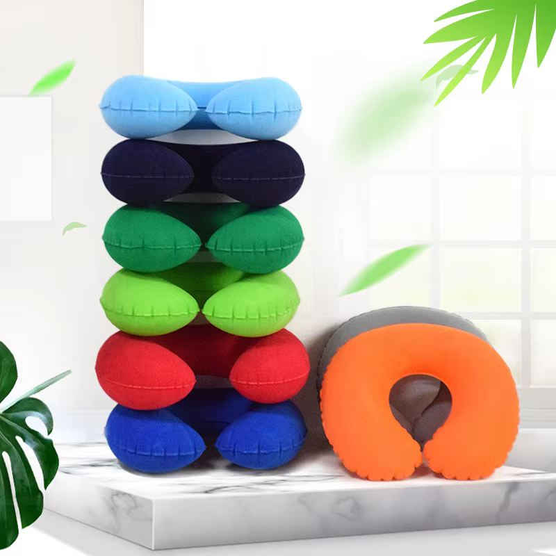 Oreiller gonflable en forme de C, oreiller de cou de voyage, coussin rond Portable, 1 pièce