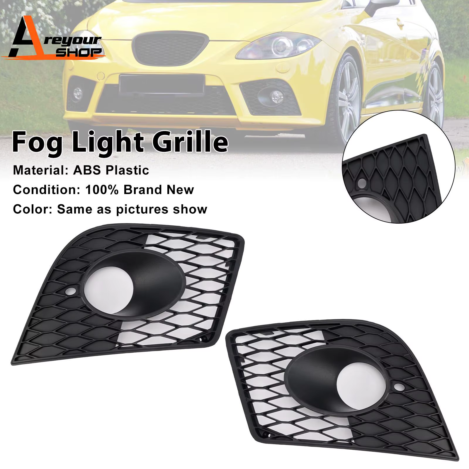 Couvercle de phare antibrouillard pour pare-choc avant, 2 pièces, Grille adaptée à Seat Leon Cupra 2