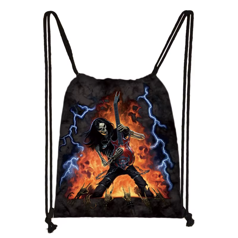 Cool mort crâne sac à dos femmes hommes sac de voyage Grim Reaper sac à cordon garçons filles Bookba