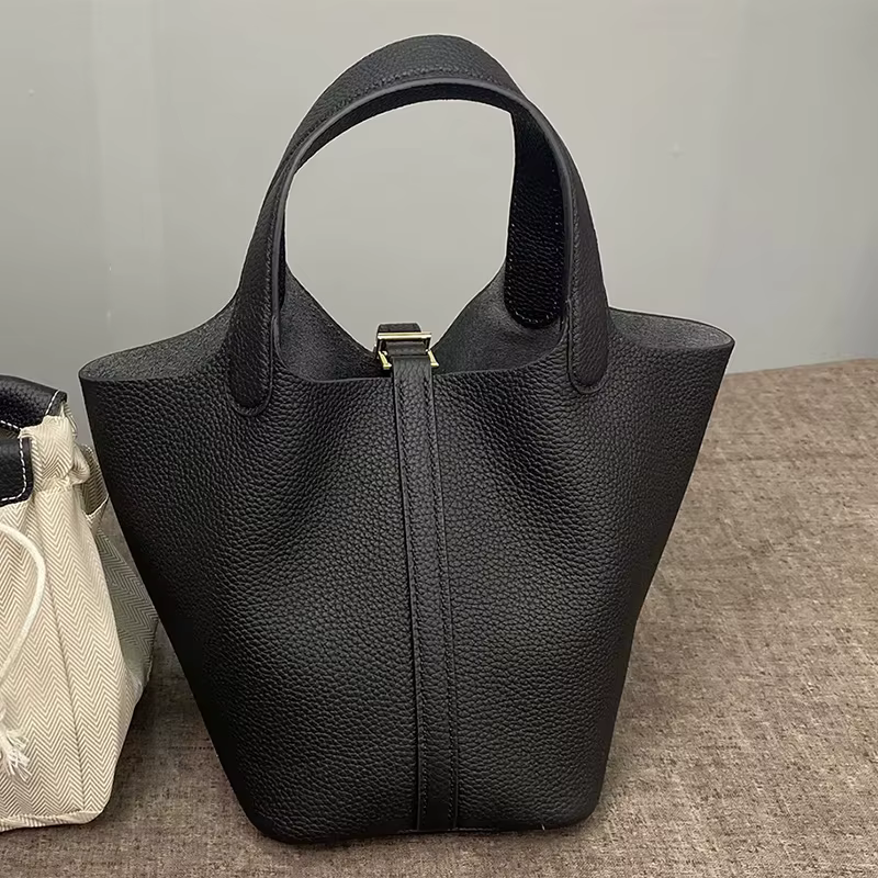 Sac seau pour femmes, fourre-tout de bonne qualité, sac à main de styliste de luxe en cuir véritable
