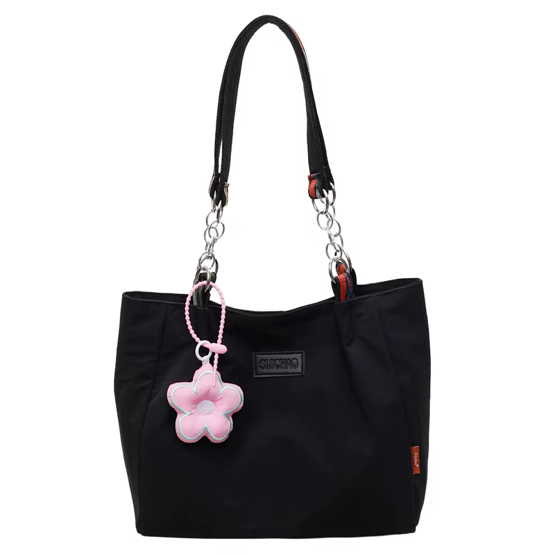 Sac pour femmes avec décoration florale en Nylon, sac à main à bandoulière de grande capacité, sac d