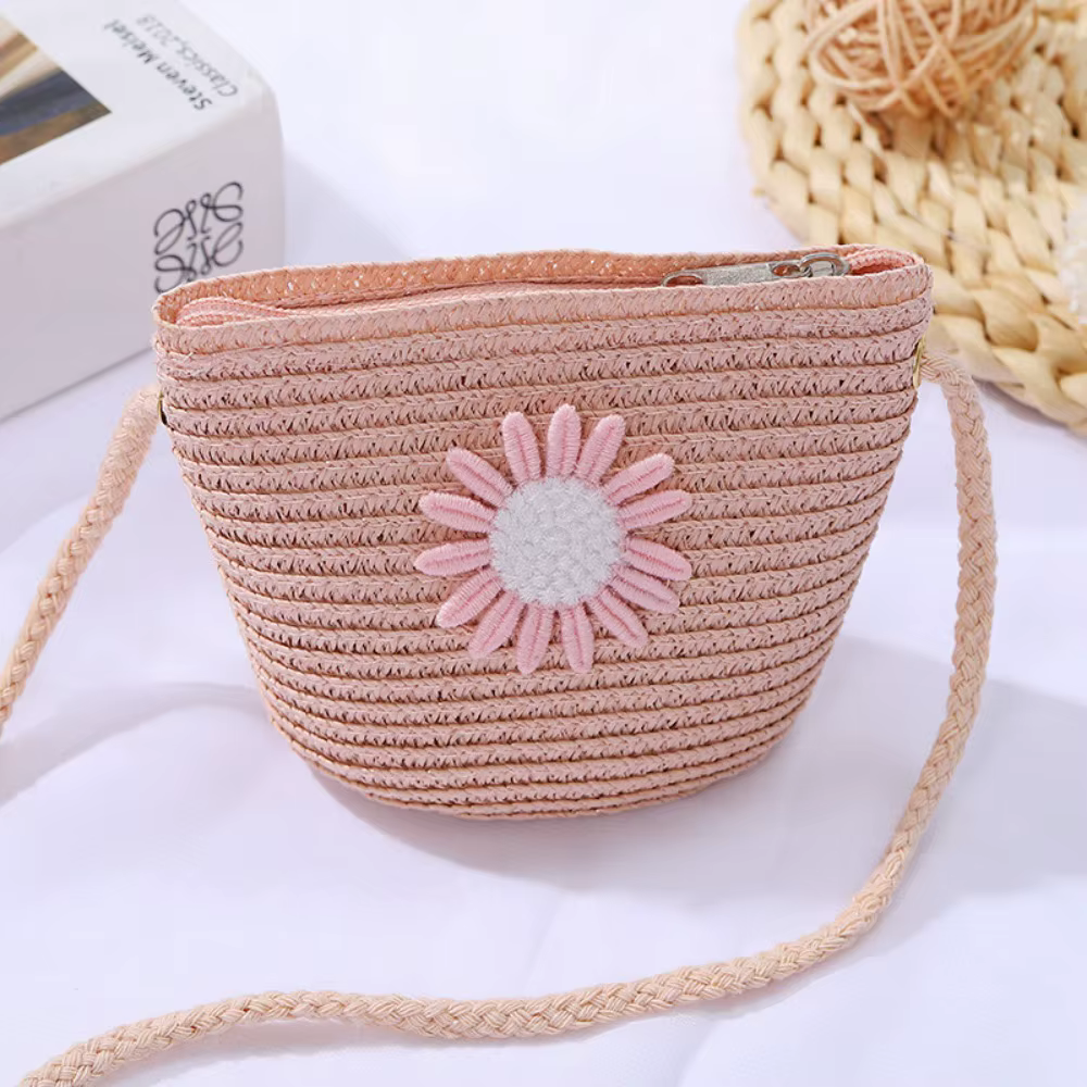 Sac rond en paille tressé pour femme, sac de plage bandoulière en rotin fait main, petit sac à main 