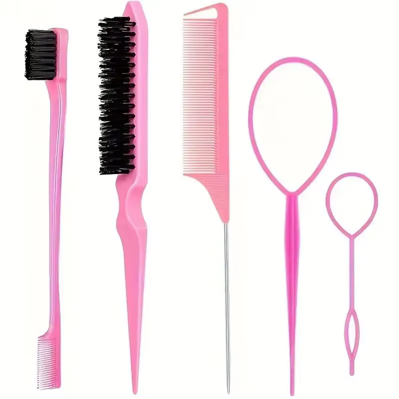 Peigne à queue pointue, outils de coiffure, brosse à sourcils à double tête, peigne à Triple rangée,