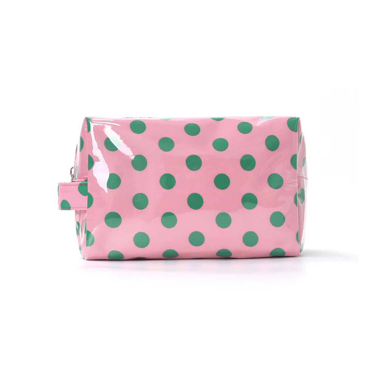Trousse de Maquillage Vintage à Pois avec Poignée, Sac à Pois Bicolore, Trousse de Toilette de Voyag