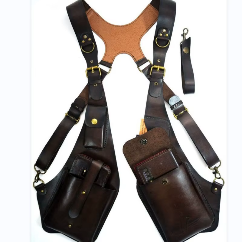 Nouveau sac bandoulière rétro européen en cuir, sac carré pour téléphone portable, pour hommes et fe