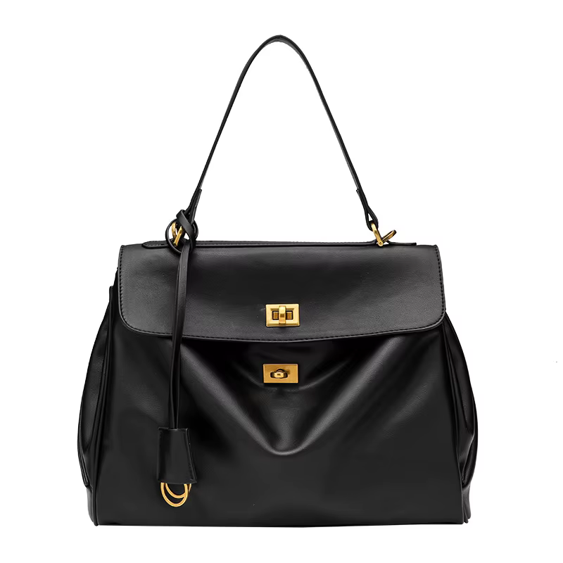 Sac fourre-tout de luxe pour femme en cuir microfibre, avec boucle dorée, sac à bandoulière et sac à