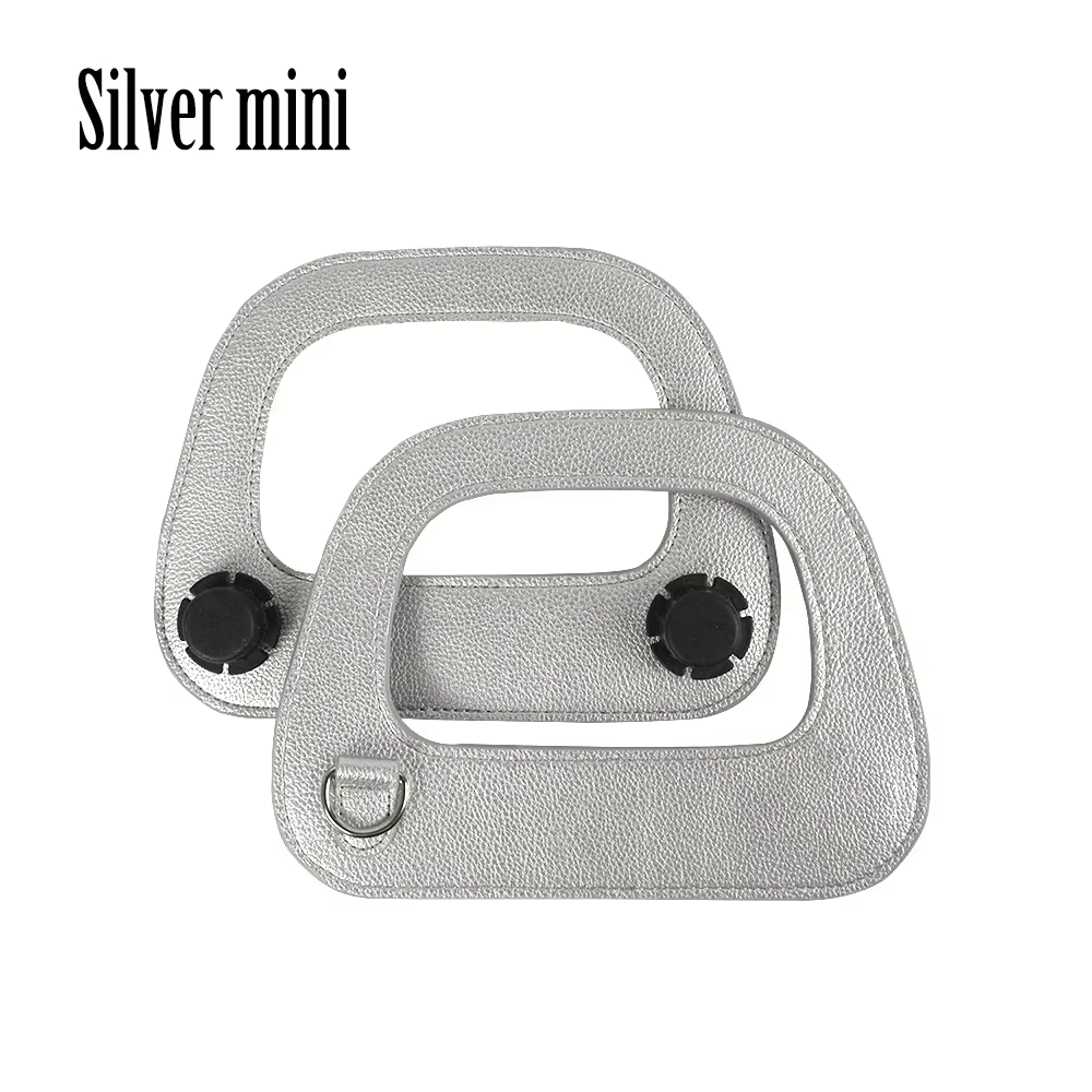 Tanqu-Poignée en cuir oblong pour sac à main, peinture de bord, métal argenté, D strucMini O Chic