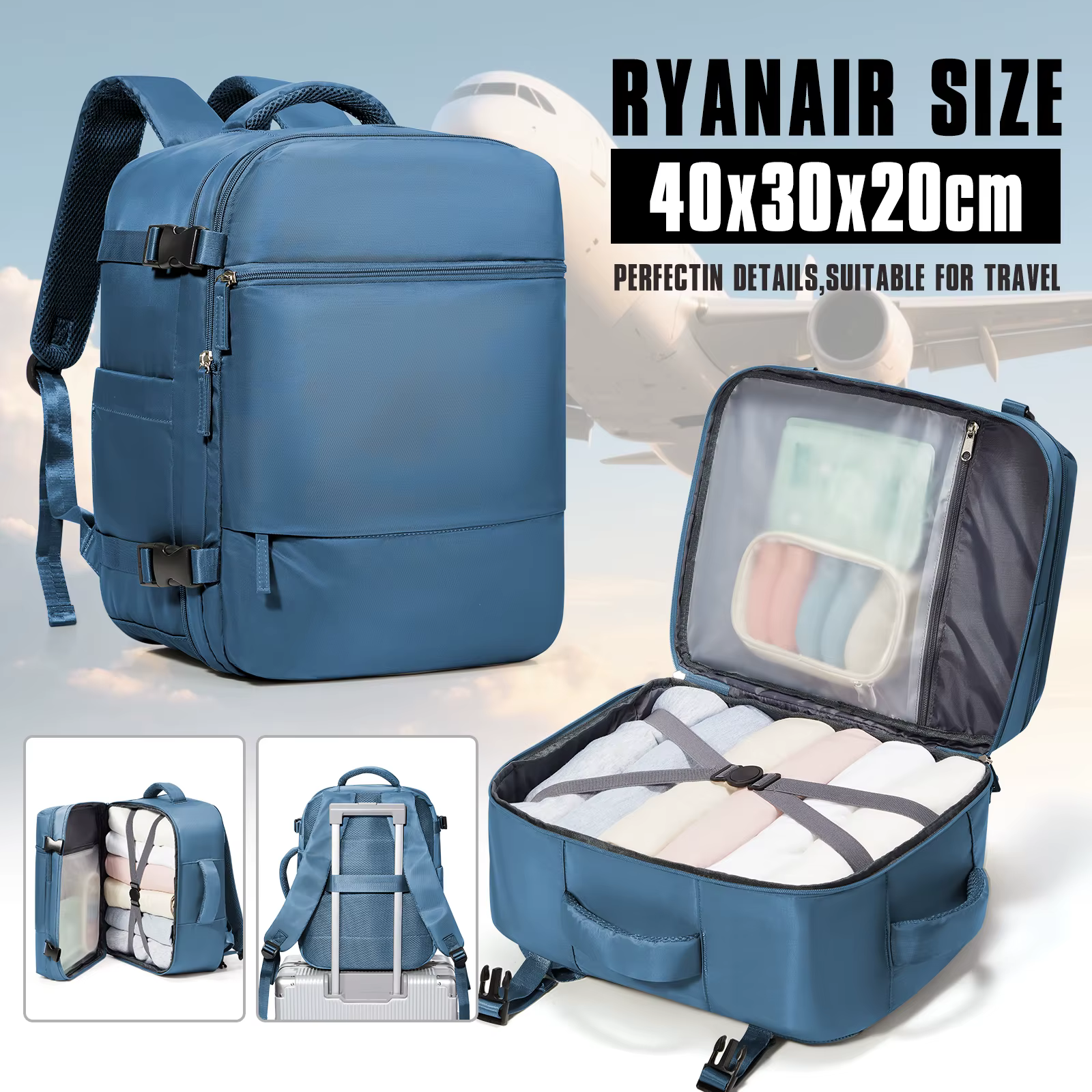 Sac à dos Ryanair, bagage à main, valise, sac à dos de cabine 40x30x20, sac à dos de travail pour ho